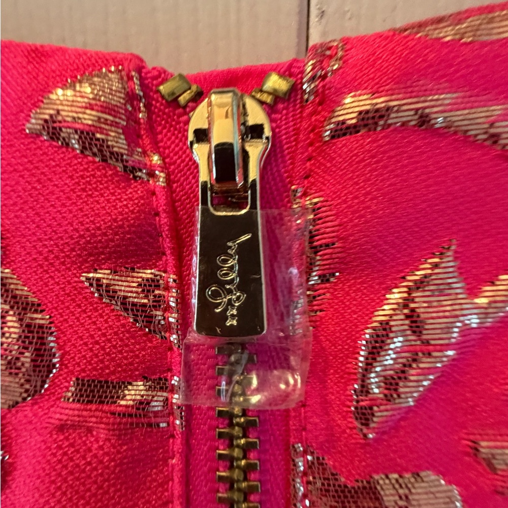 Lilly Pulitzer pink and gold puffy sleeve blouse in size XL NWT - Picture 6 of 7